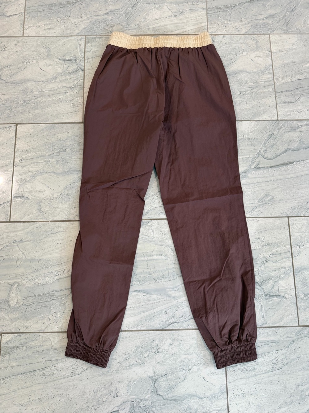 Onia Brown Joggers with Cream Elastic Waistband - Picture 4 of 4